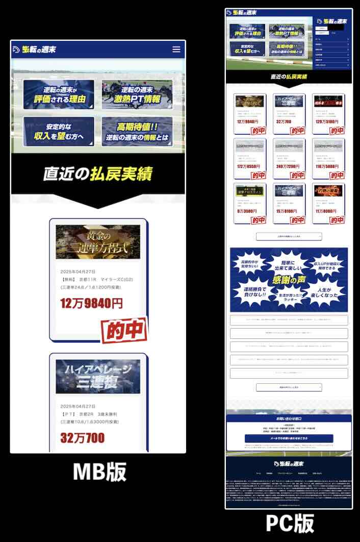 逆転の週末という競馬予想サイトの会員ページ